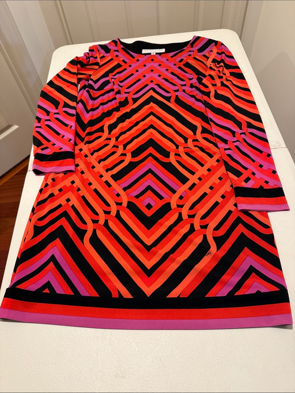 Trina Turk Spring Wedding Guest Purple Black & Red Geometric Mini Dress Size 4 - Picture 6 of 14